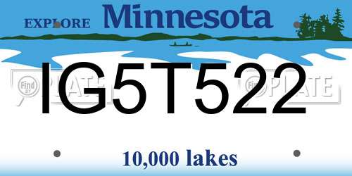 IG5T522 Minnesota License Plate