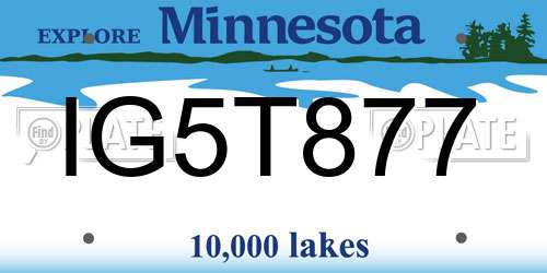 IG5T877 Minnesota License Plate