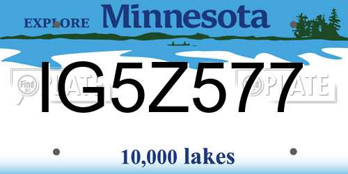 IG5Z577 Minnesota License Plate