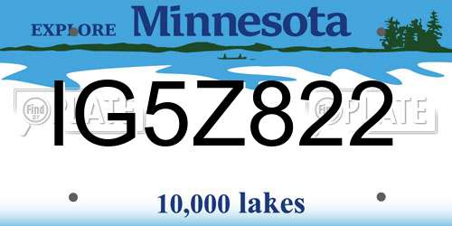 IG5Z822 Minnesota License Plate