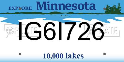IG6I726 Minnesota License Plate