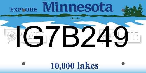 IG7B249 Minnesota License Plate
