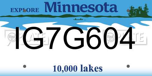 IG7G604 Minnesota License Plate