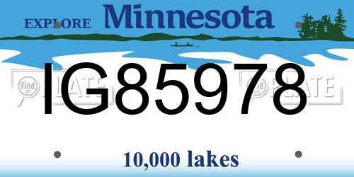 IG85978 Minnesota License Plate