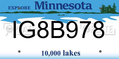 IG8B978 Minnesota License Plate