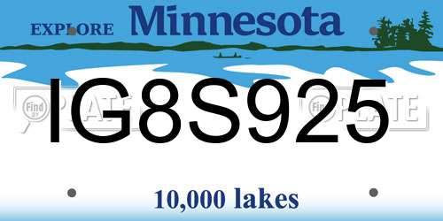IG8S925 Minnesota License Plate