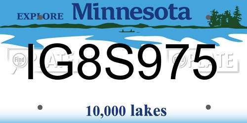 IG8S975 Minnesota License Plate