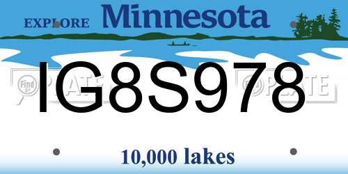 IG8S978 Minnesota License Plate