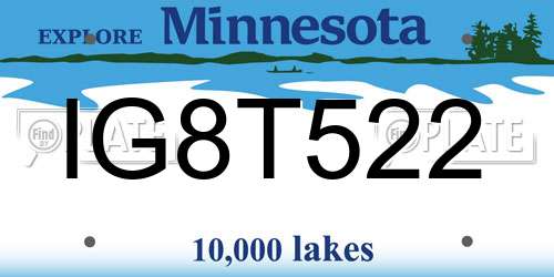 IG8T522 Minnesota License Plate