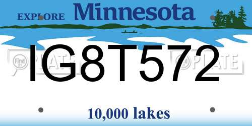 IG8T572 Minnesota License Plate