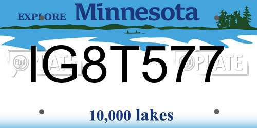 IG8T577 Minnesota License Plate