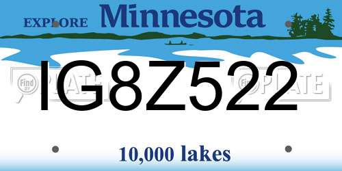 IG8Z522 Minnesota License Plate