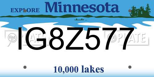 IG8Z577 Minnesota License Plate