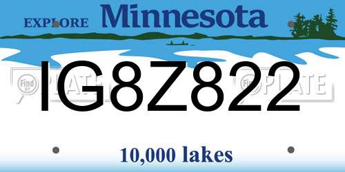 IG8Z822 Minnesota License Plate