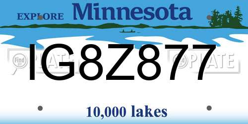 IG8Z877 Minnesota License Plate