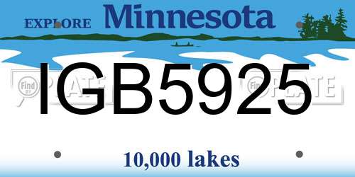 IGB5925 Minnesota License Plate