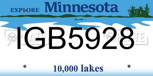 IGB5928 Minnesota License Plate
