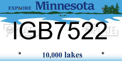 IGB7522 Minnesota License Plate