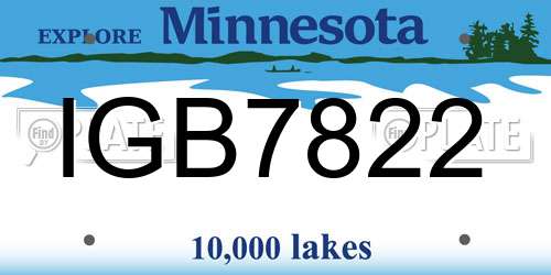 IGB7822 Minnesota License Plate