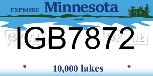 IGB7872 Minnesota License Plate