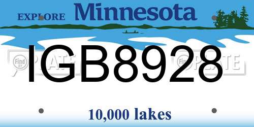 IGB8928 Minnesota License Plate