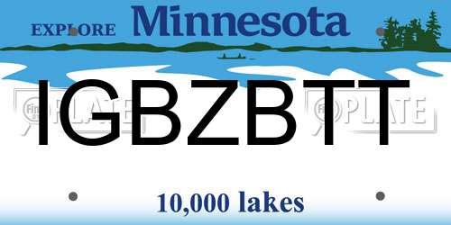 IGBZBTT Minnesota License Plate