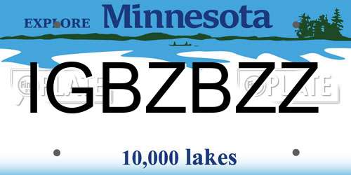 IGBZBZZ Minnesota License Plate