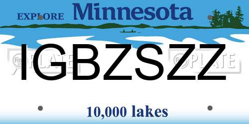 IGBZSZZ Minnesota License Plate
