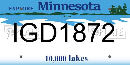 IGD1872 Minnesota License Plate