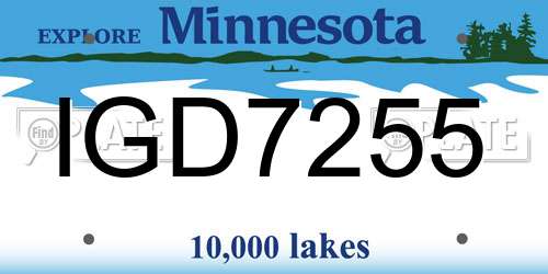 IGD7255 Minnesota License Plate