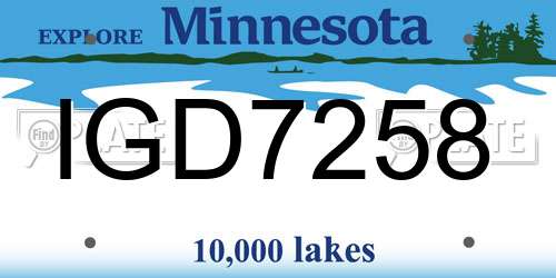IGD7258 Minnesota License Plate