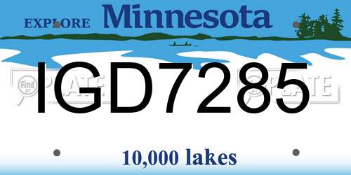IGD7285 Minnesota License Plate