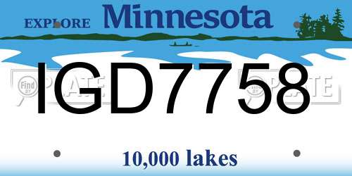 IGD7758 Minnesota License Plate