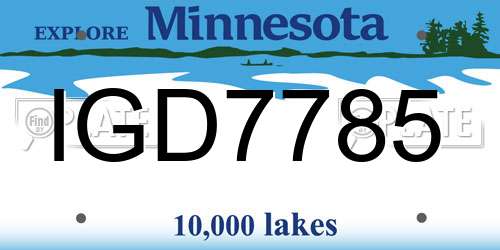 IGD7785 Minnesota License Plate
