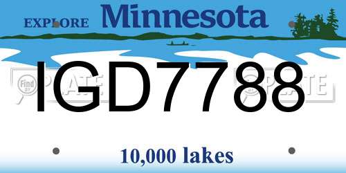 IGD7788 Minnesota License Plate