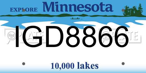 IGD8866 Minnesota License Plate