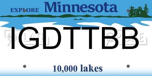 IGDTTBB Minnesota License Plate