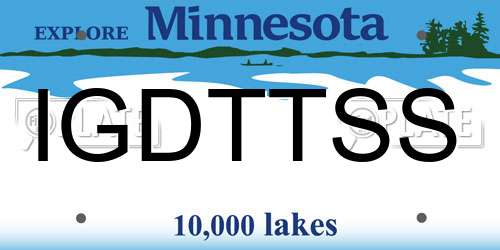 IGDTTSS Minnesota License Plate
