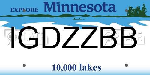 IGDZZBB Minnesota License Plate