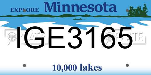 IGE3165 Minnesota License Plate