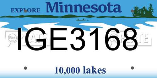 IGE3168 Minnesota License Plate