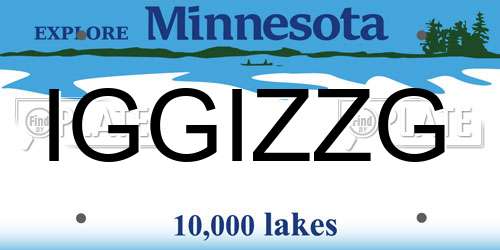 IGGIZZG Minnesota License Plate