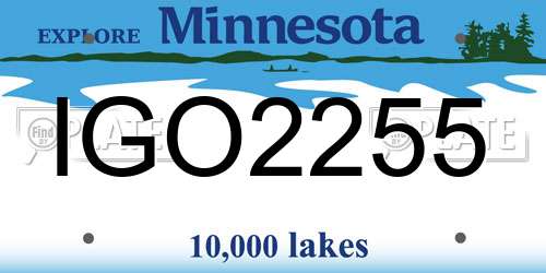 IGO2255 Minnesota License Plate
