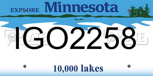 IGO2258 Minnesota License Plate