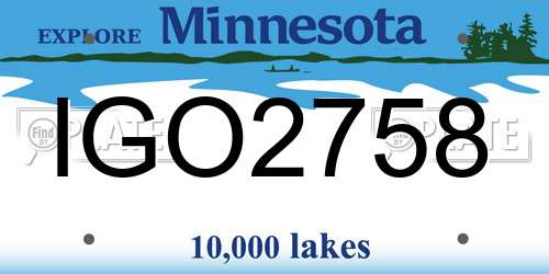 IGO2758 Minnesota License Plate