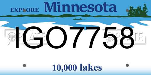 IGO7758 Minnesota License Plate