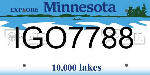 IGO7788 Minnesota License Plate