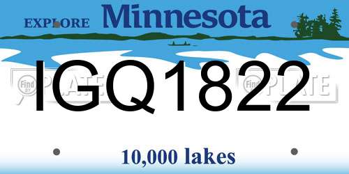 IGQ1822 Minnesota License Plate