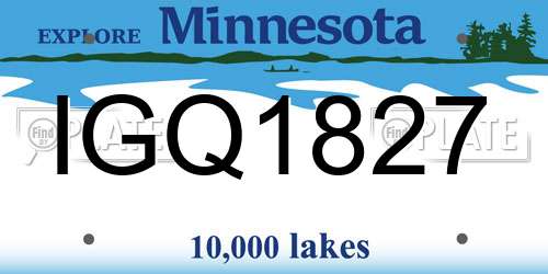 IGQ1827 Minnesota License Plate
