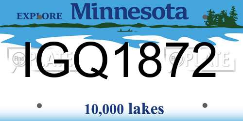 IGQ1872 Minnesota License Plate